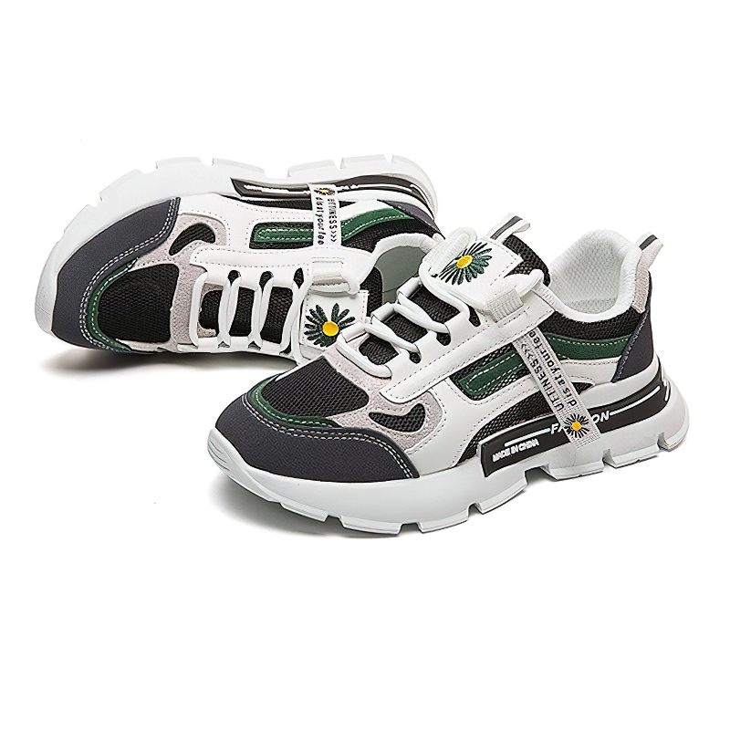 Female Lace Up Sneakers with Daisy / Casual Women's Sports Shoes with Thick Bottom