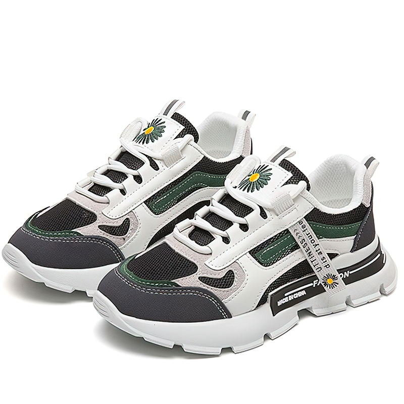 Female Lace Up Sneakers with Daisy / Casual Women's Sports Shoes with Thick Bottom