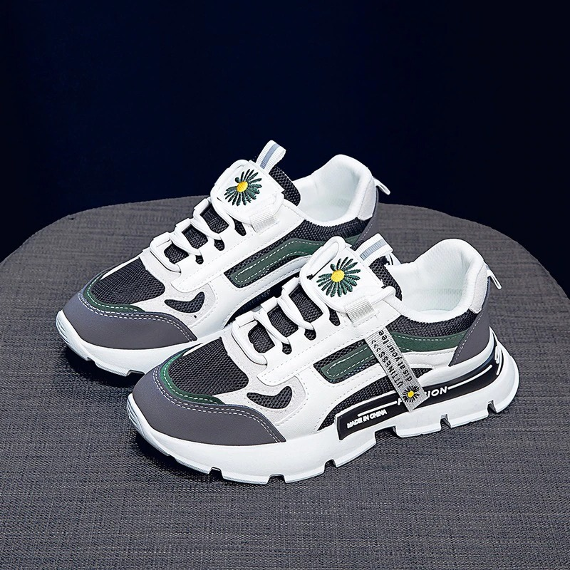 Female Lace Up Sneakers with Daisy / Casual Women's Sports Shoes with Thick Bottom