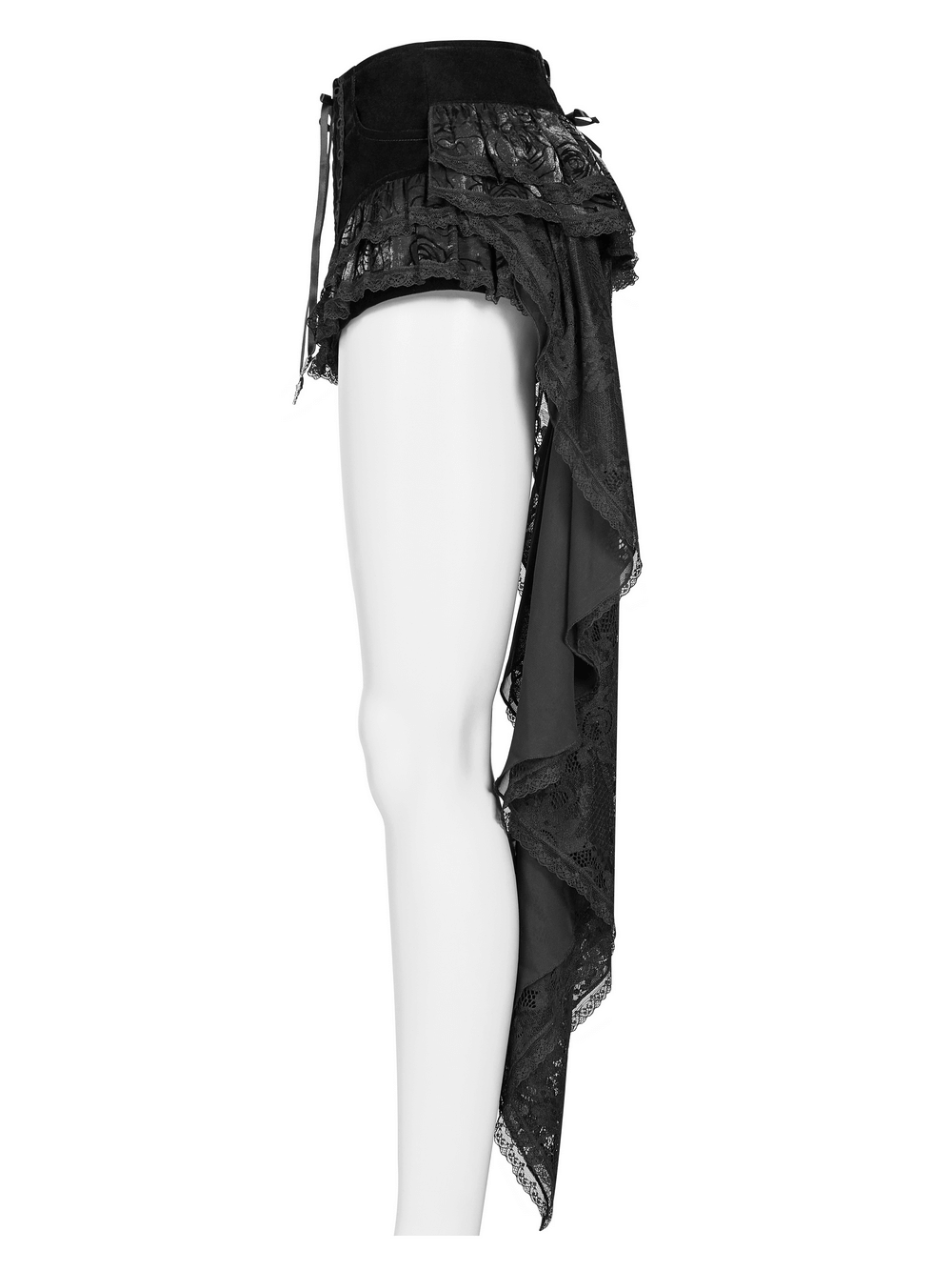 Female Lace-Trimmed Gothic Shorts with Swallow Tail