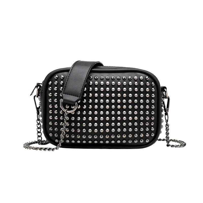 Female Small Messenger Vintage Bags / Rivet Shoulder Bags for Ladies / Chain Crossbody Bag