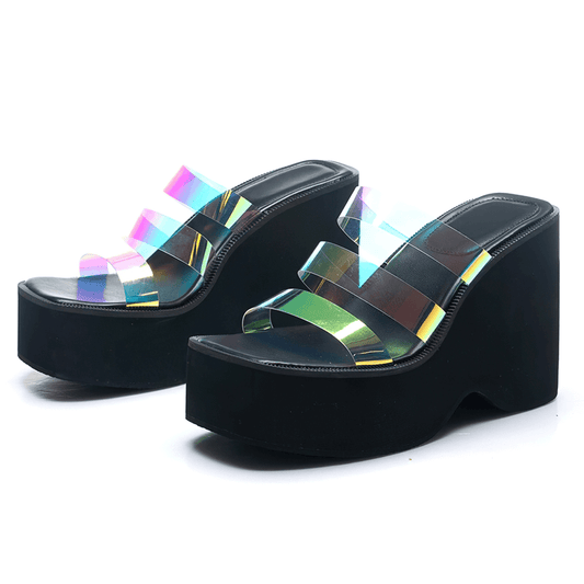 Female Wedges High Heels Slippers / Casual Women's Open Toe Platforms Slippers