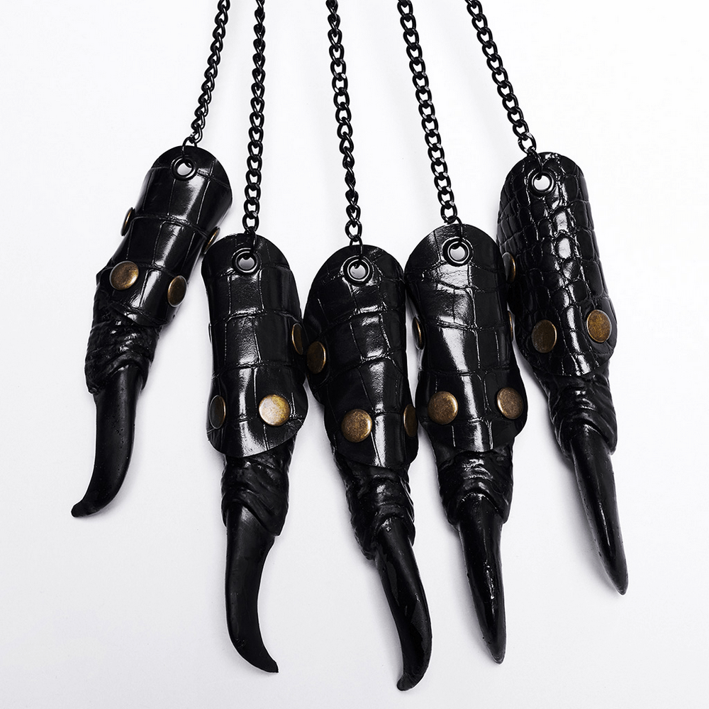 Fierce Faux Leather Punk Claw Gloves with Chains