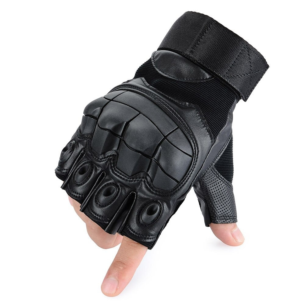 Fingerless Tactical Gloves in Military Style / Airsoft Combat PU Leather Touch Screen Gloves
