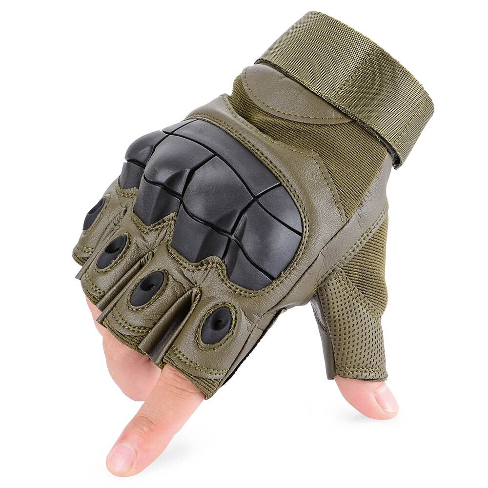 Fingerless Tactical Gloves in Military Style / Airsoft Combat PU Leather Touch Screen Gloves