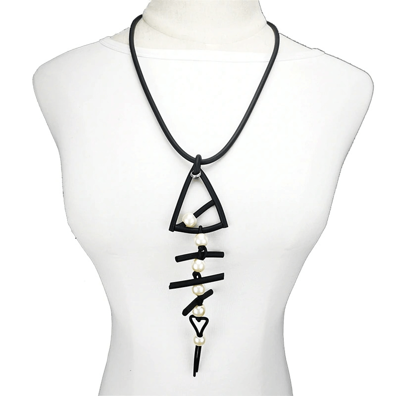 Fish Bone Pendant Necklaces / Gothic Women's Long Necklace / Handmade Rubber Accessories