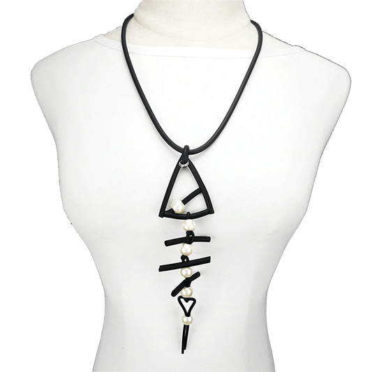 Fish Bone Pendant Necklaces / Gothic Women's Long Necklace / Handmade Rubber Accessories