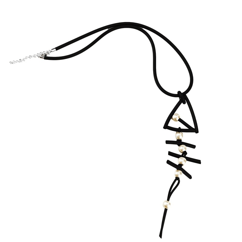 Fish Bone Pendant Necklaces / Gothic Women's Long Necklace / Handmade Rubber Accessories