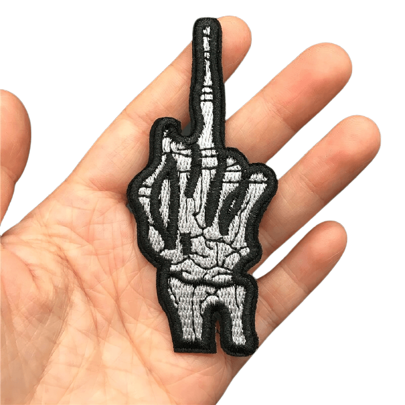 "Flip Off" Bone Hand Patch For Clothes / Gothic Unisex Accessory / Alternative Fashion