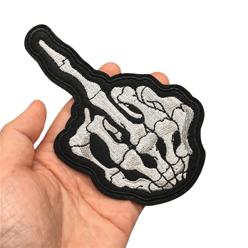 "Flip Off" Bone Hand Patch For Clothes / Gothic Unisex Accessory / Alternative Fashion