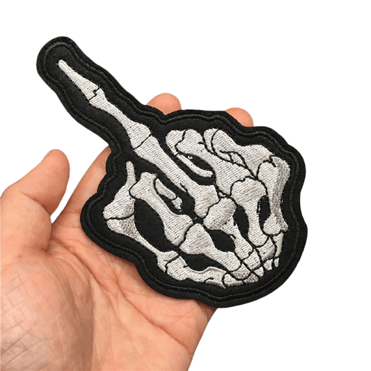 "Flip Off" Bone Hand Patch For Clothes / Gothic Unisex Accessory / Alternative Fashion