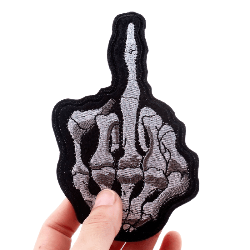 "Flip Off" Bone Hand Patch For Clothes / Gothic Unisex Accessory / Alternative Fashion