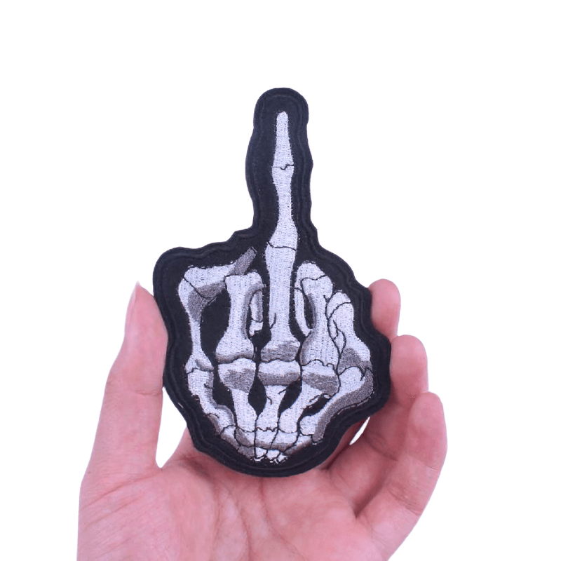 "Flip Off" Bone Hand Patch For Clothes / Gothic Unisex Accessory / Alternative Fashion