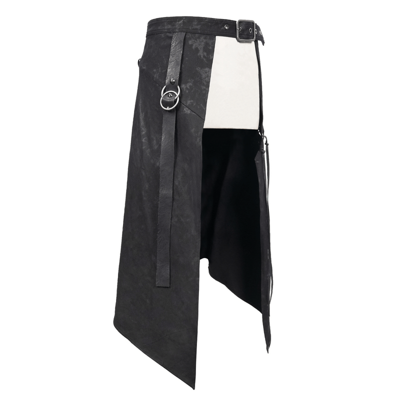 Flower Print Men's Kilts with Decorative Lacing / Steampunk Long Male Skirt with Belt