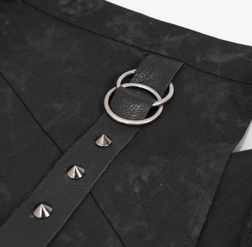 Flower Print Men's Kilts with Decorative Lacing / Steampunk Long Male Skirt with Belt