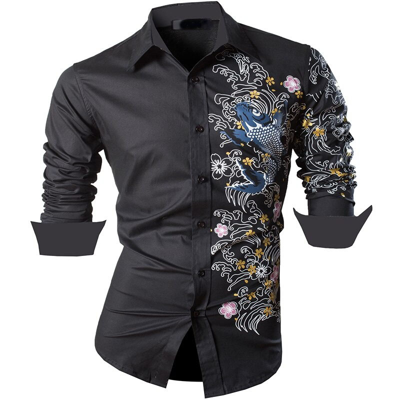 Flower Print Slim Shirt for Men / Elegant Long Sleeve Shirt for You