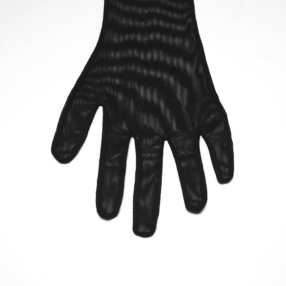 Fluffy Goth Gloves with Dark Demon Finger Tips and Cuffs