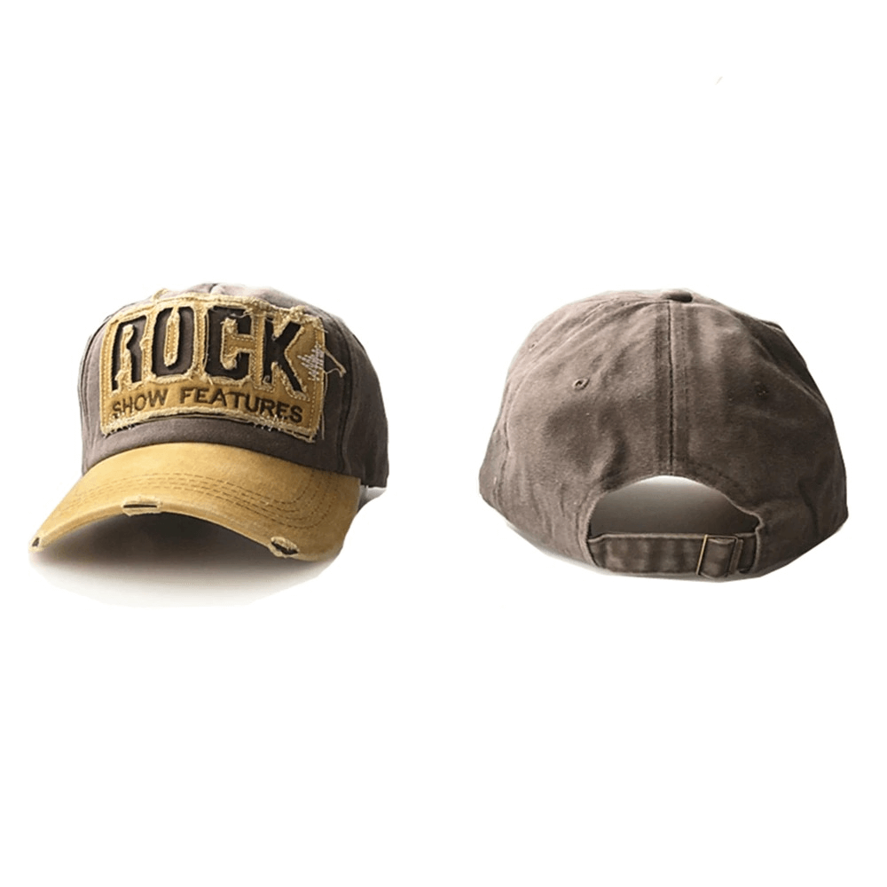 Frayed Baseball Cap for Men and Women / Rock Letter Embroidery Cotton Sun Hat