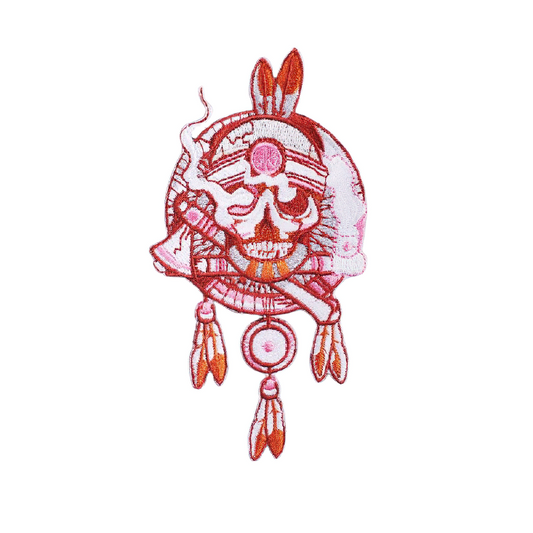 Fusible Patch On Clothes Of Indian Skull With Feathers / Unisex Rave Outfits Accessory