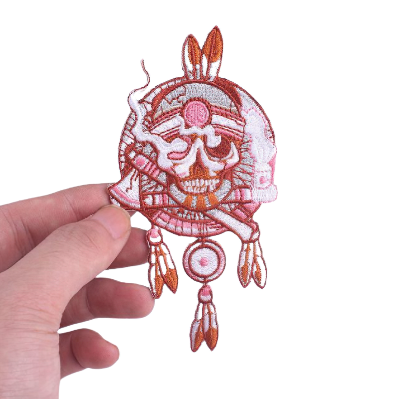 Fusible Patch On Clothes Of Indian Skull With Feathers / Unisex Rave Outfits Accessory