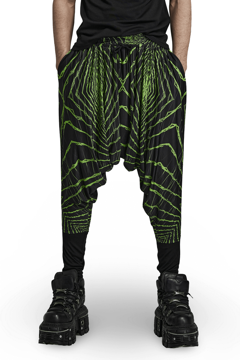 Futuristic Lightwave Harem Pants with Elastic Waist