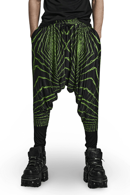 Futuristic Lightwave Harem Pants with Elastic Waist