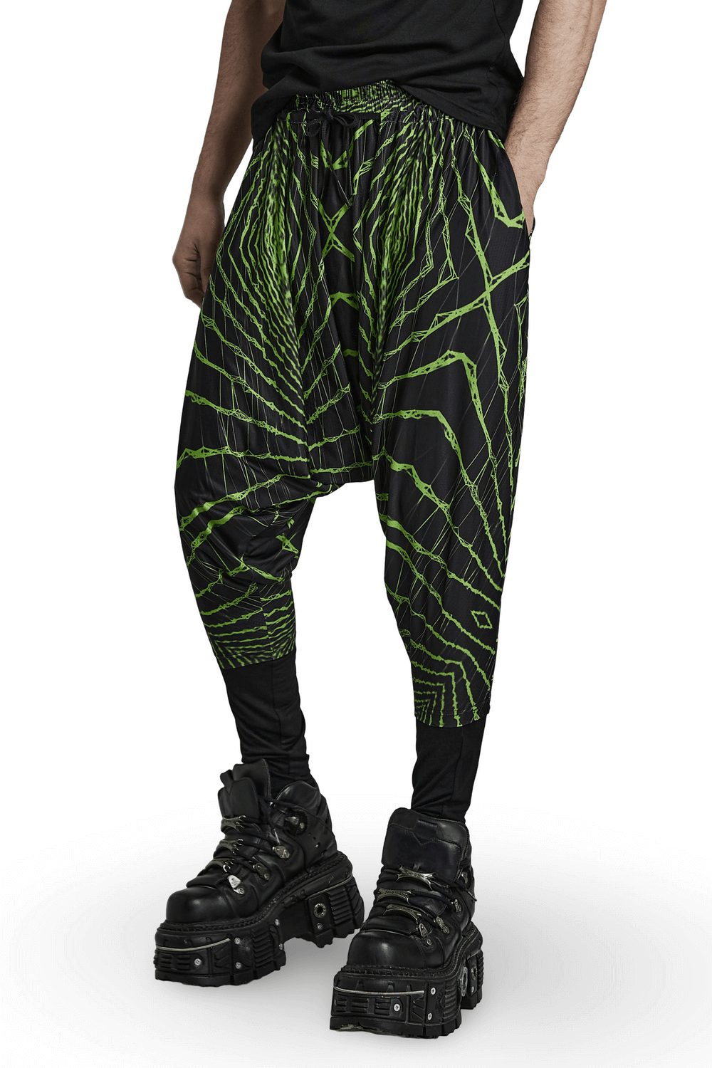 Futuristic Lightwave Harem Pants with Elastic Waist