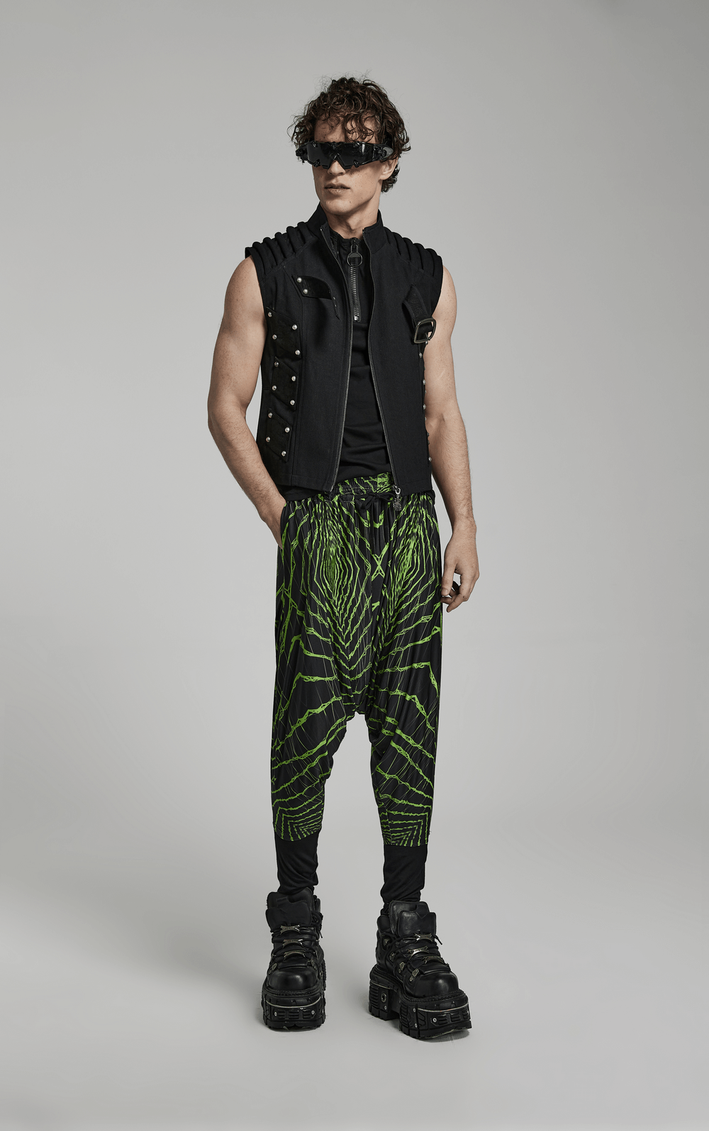 Futuristic Lightwave Harem Pants with Elastic Waist