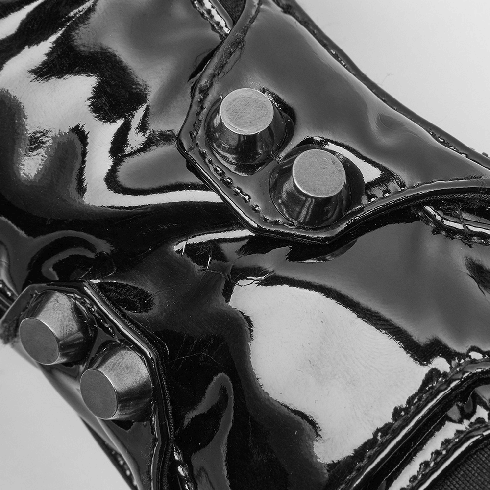 Futuristic Punk Half-Finger Gloves with Metal Rivets and Zipper