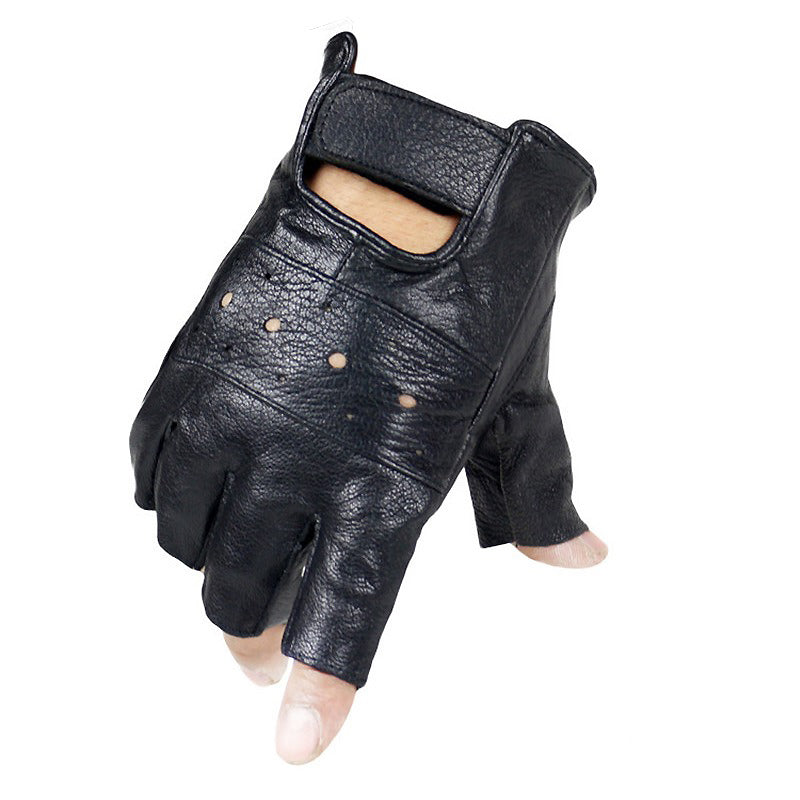 Rock Style Slip-resistant Half Finger Sheep Leather Gloves