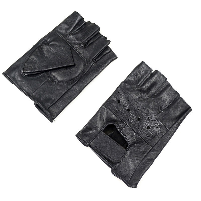Rock Style Slip-resistant Half Finger Sheep Leather Gloves