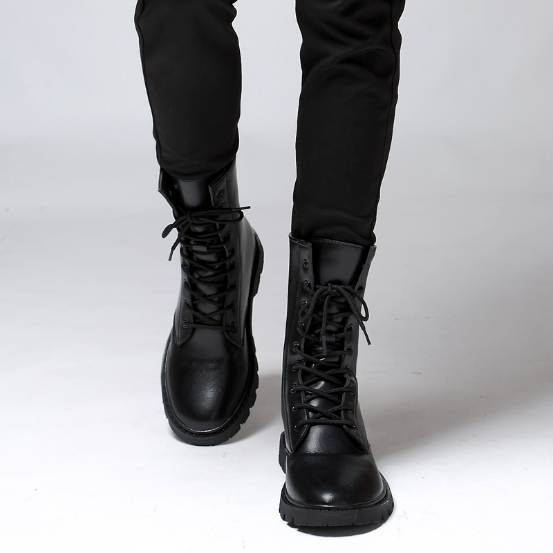 Genuine Leather Lace-up High Top Boots / Fur Warm Winter Shoes for Men