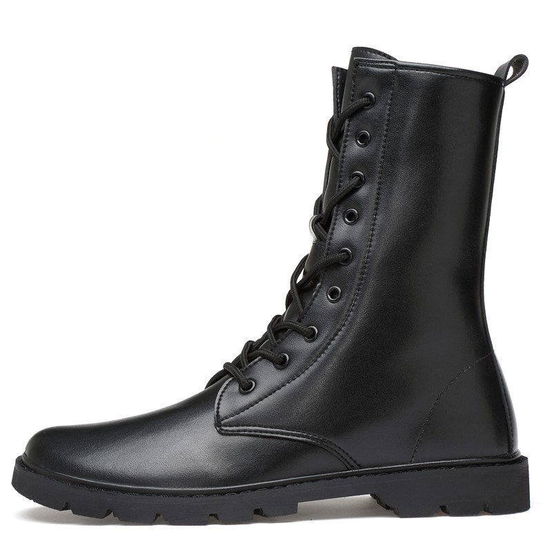 Genuine Leather Lace-up High Top Boots / Fur Warm Winter Shoes for Men