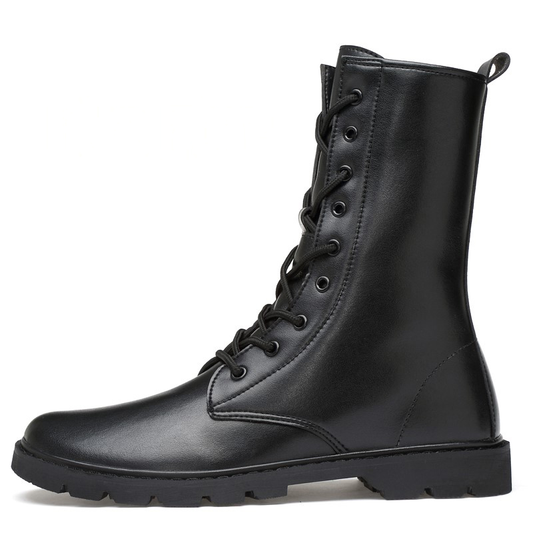 Genuine Leather Lace-up High Top Boots / Fur Warm Winter Shoes for Men