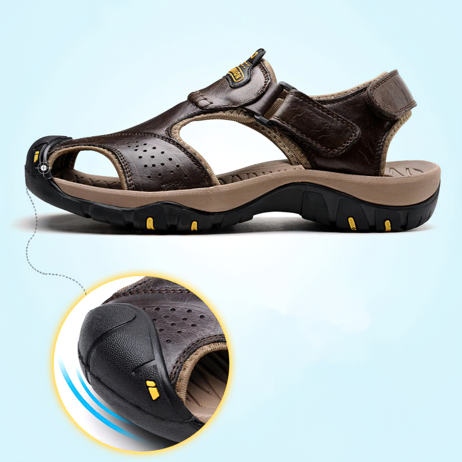 Genuine Leather Men's Summer Sandals With Soft Bottom / Male Breathable Non-Slip Casual Shoes