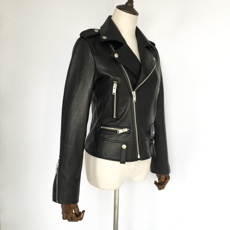 Genuine Leather Motorcycle Jacket in Classic Design
