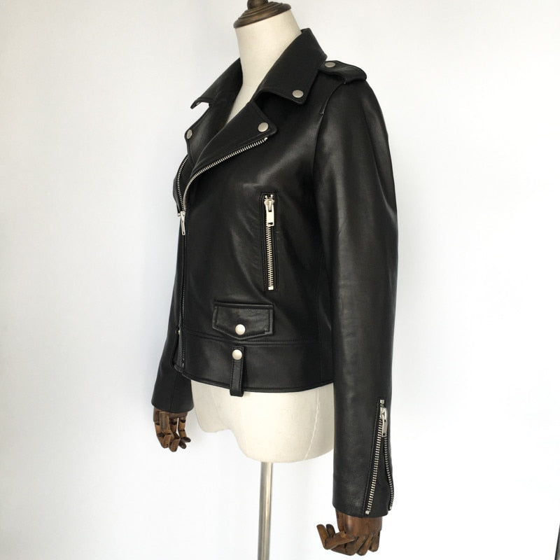 Genuine Leather Motorcycle Jacket in Classic Design