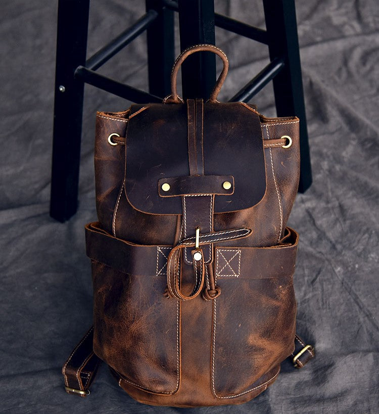 Genuine Leather travel Backpack / Rocker fashion / Steampunk fashion