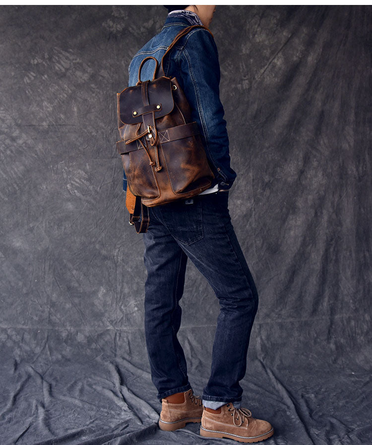 Genuine Leather travel Backpack / Rocker fashion / Steampunk fashion