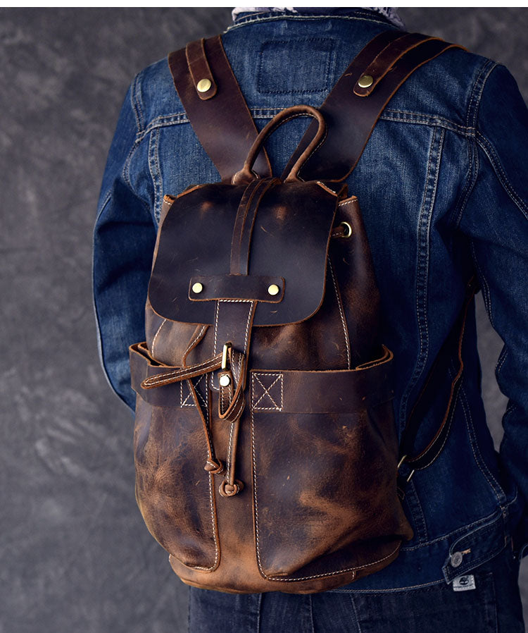 Genuine Leather travel Backpack / Rocker fashion / Steampunk fashion