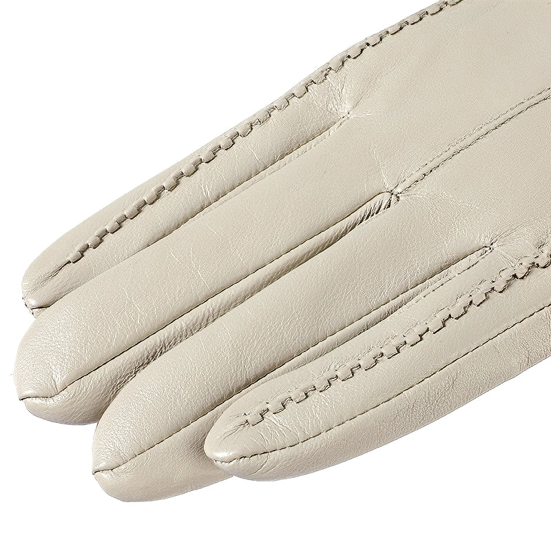 Genuine Sheepskin Women's Long Gloves In Beige And Black Colors / High-Grade Leather Winter Gloves