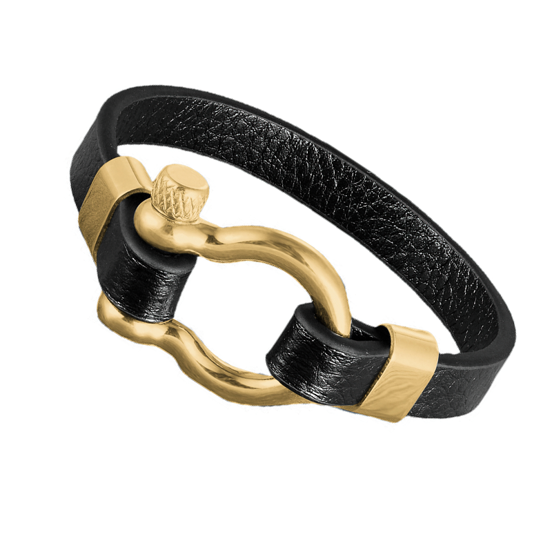 Geometric Circle Toggle-Clasps Genuine Leather Bracelet / Rock Style Unisex Stainless Steel Bracelet