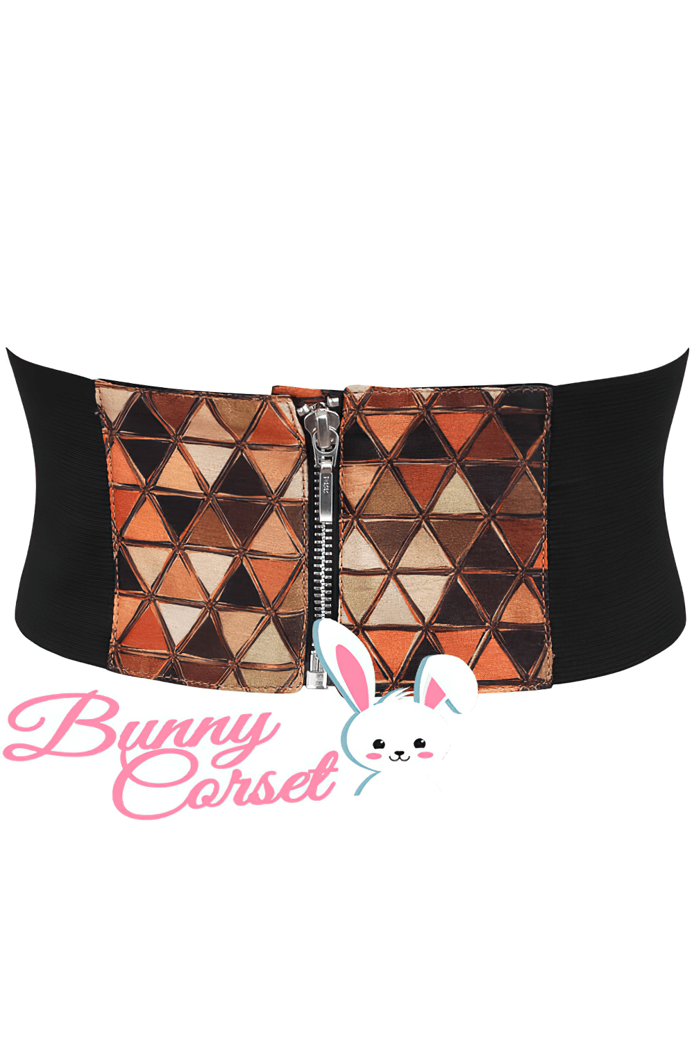 Geometric Corset Belt with Elastic and Zipper Closure