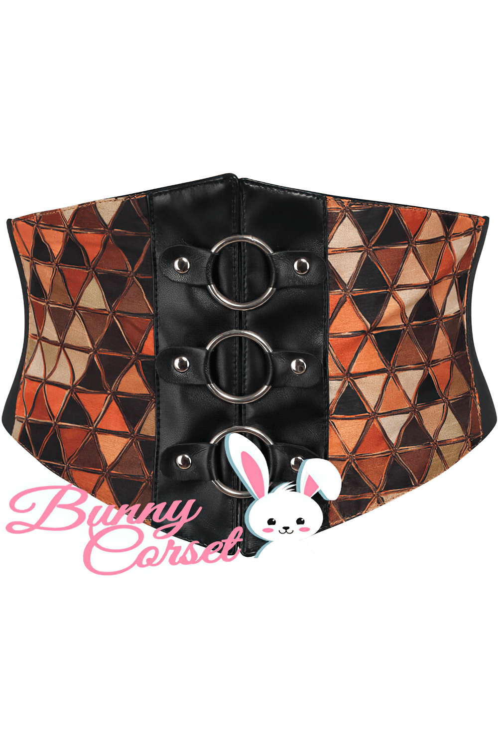 Geometric Corset Belt with Elastic and Zipper Closure