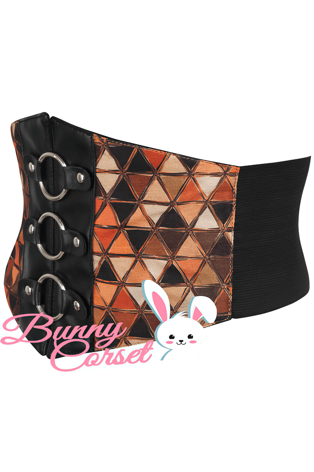 Geometric Corset Belt with Elastic and Zipper Closure