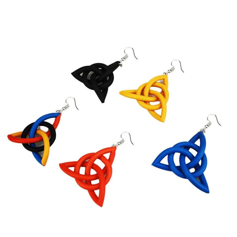 Geometric Drop Female Earrings / Multicolor Rubber Earrings / Handmade Ethnic Accessories