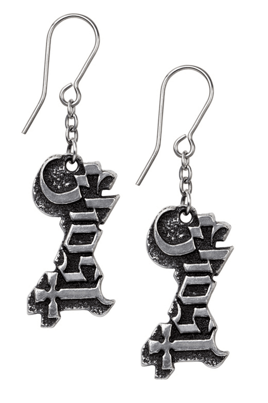 Ghost Band Logo Pewter Dangle Earrings with French Hooks