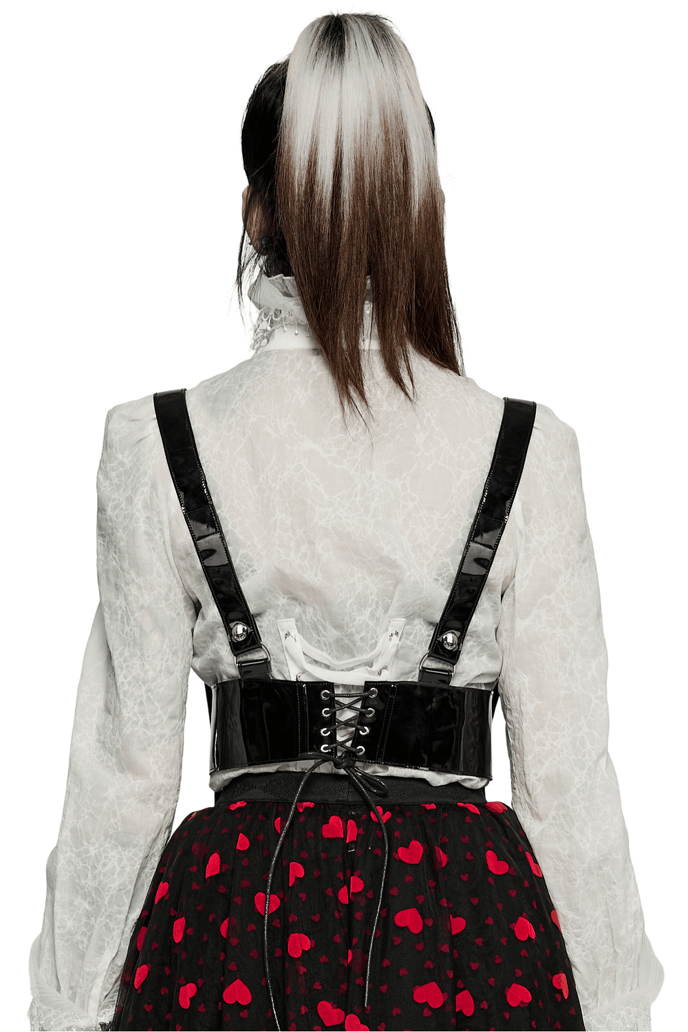 Glossy PU Leather Corset Belt with Metal Accents