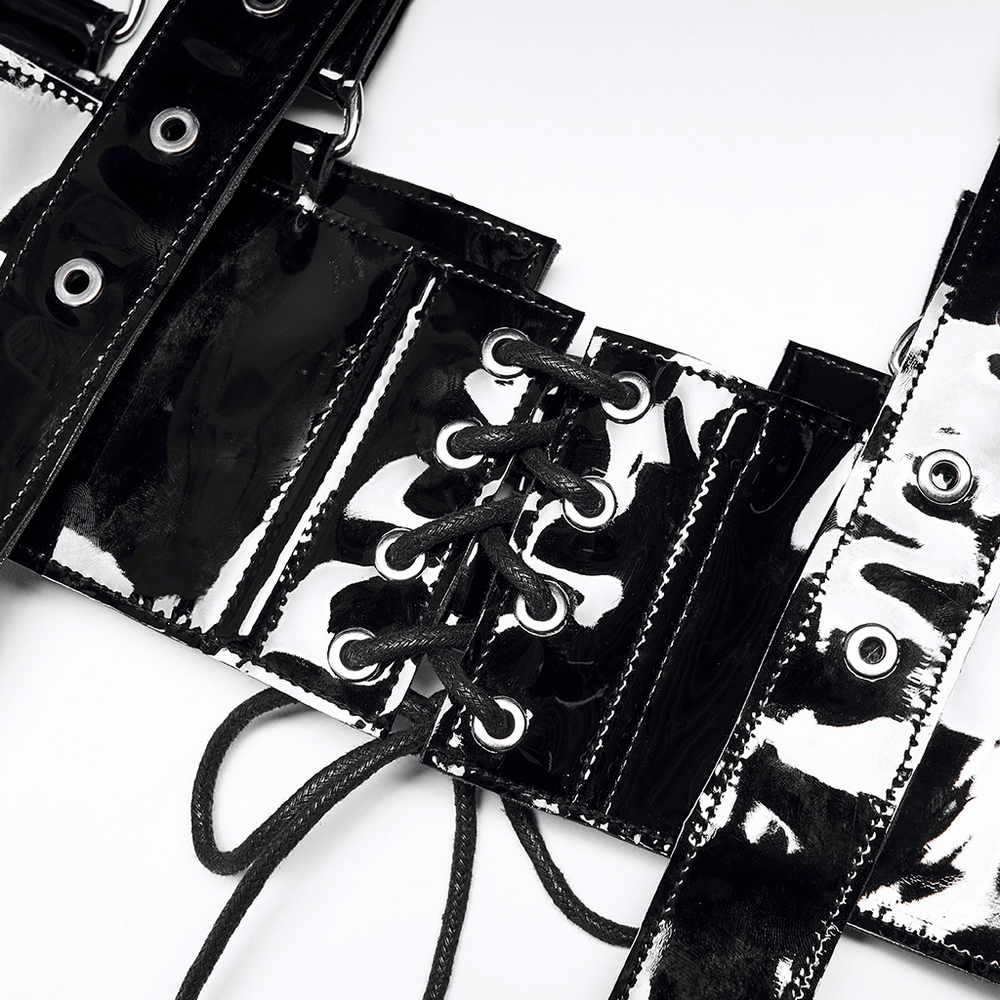 Glossy PU Leather Corset Belt with Metal Accents