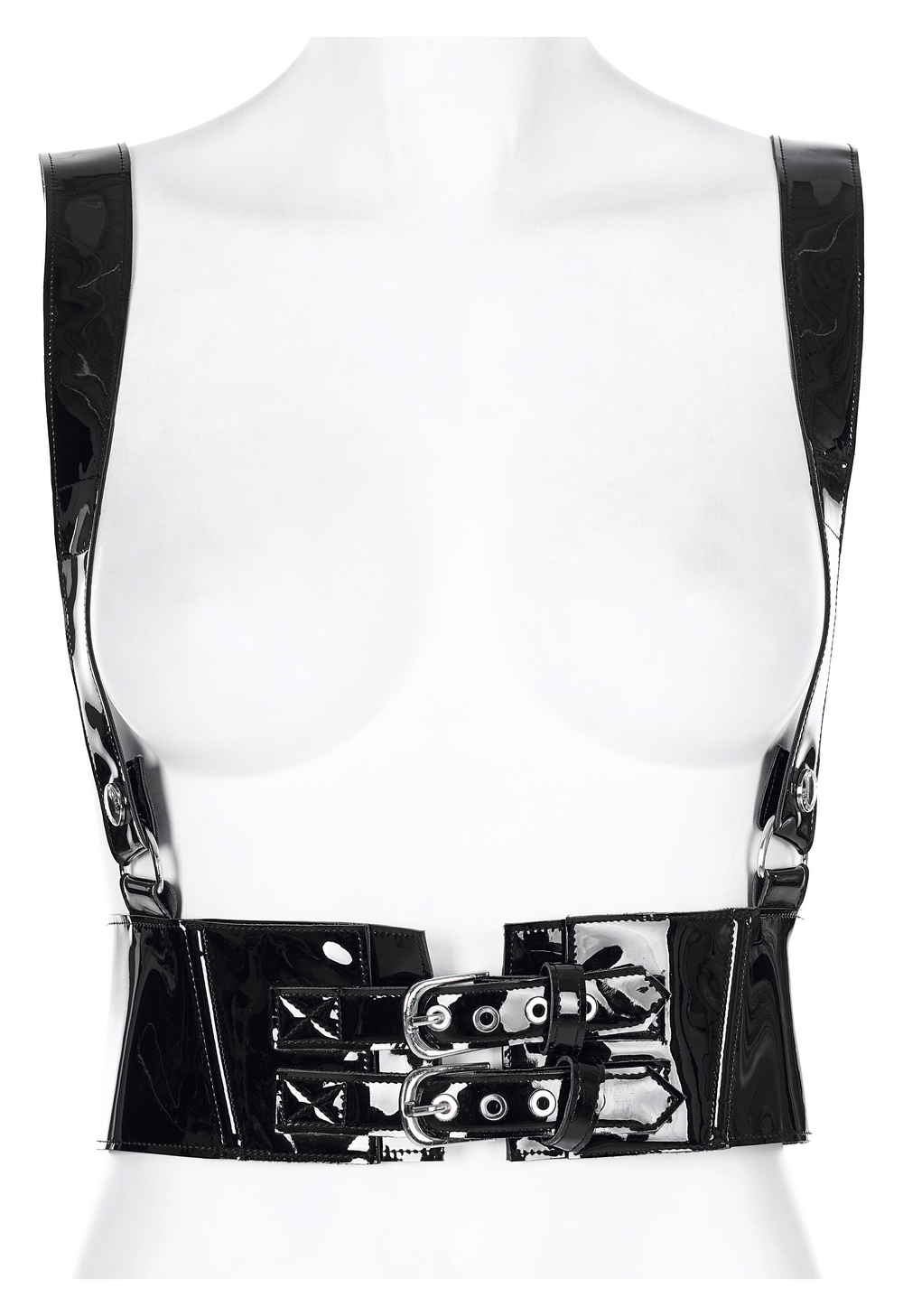 Glossy PU Leather Corset Belt with Metal Accents